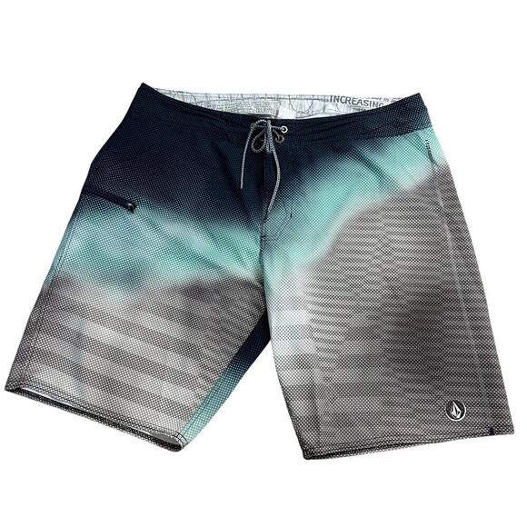 Volcom Men's Board Shorts Size 36 Gray Blue Surf Beach Vacation - Picture 1 of 6